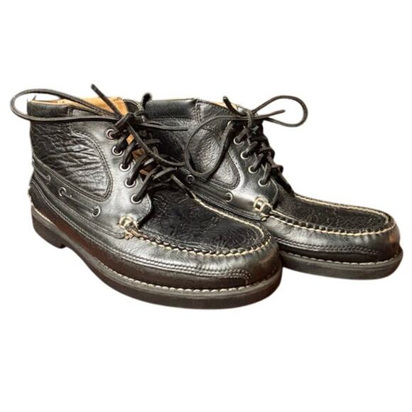 L. L. Bean Chukka Black Leather Boots Jackman Ranger Moccasin Men's Size 8.5 - Picture 1 of 13